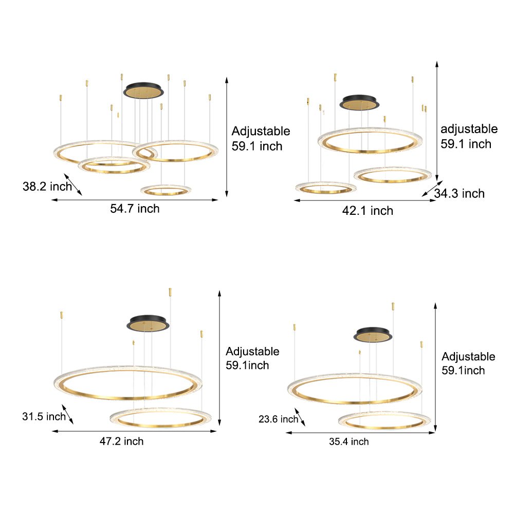 luxury nordic ceiling light fixture with simple circular rings and three step dimming
