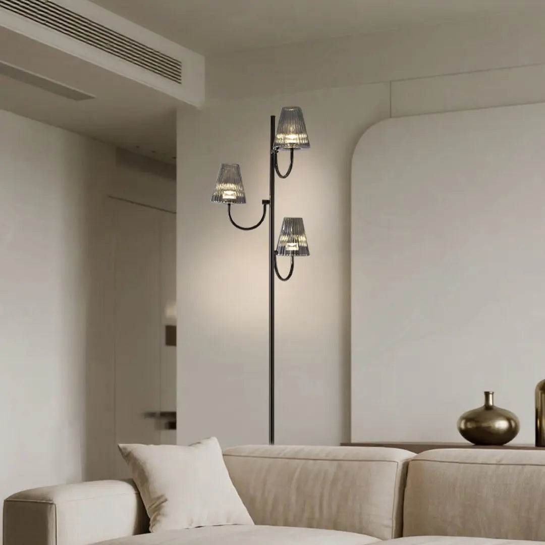 Contemporary Minimalist Black Floor Lamp in American Style Luxe