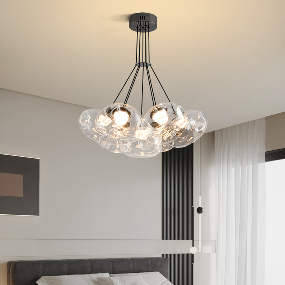 Minimalist Starry Sky LED Chandelier — Stainless Steel and Glass, 7- or 13-Light, Three-Color Dimming, Ra≥97