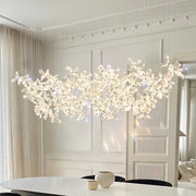Crystal Flower Island Chandelier — Chrome Stainless Steel, 30W LED, 3-Step Dimming, 39.4" Wide