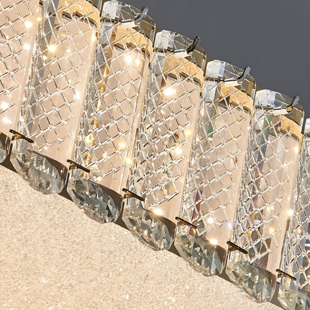 luxury roundsquare flush mount ceiling light with crystal and frosted shade