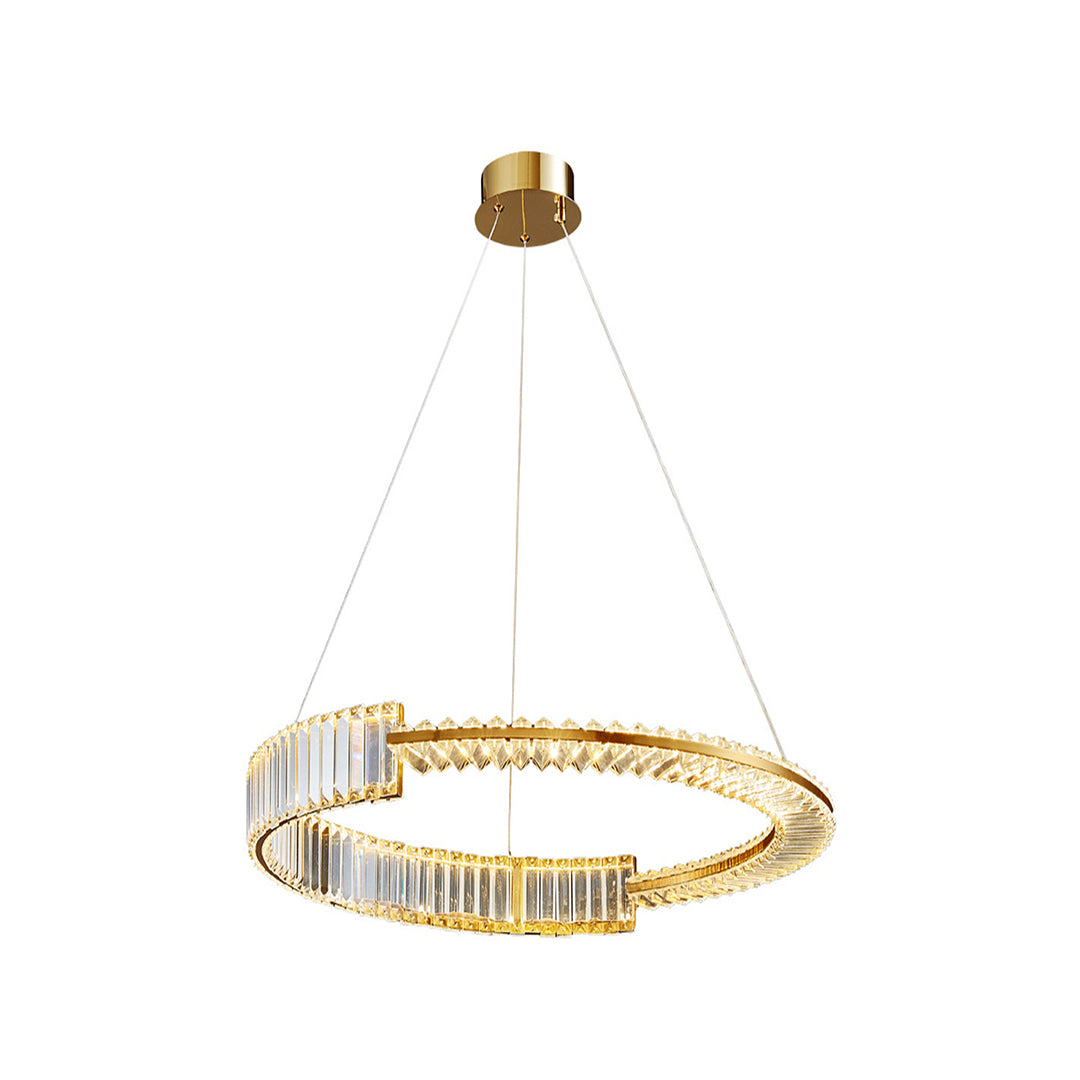 Modern Gold Crystal Ring Chandelier — Iron, LED, 3-Step Dimming (3000K–6000K), 600mm / 800mm / Combination