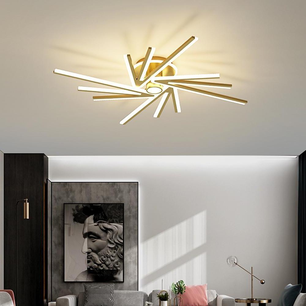 Abstract Tube Flower Semi-Flush Mount — Metal and Acrylic, LED, 3-Light / 4-Light / 5-Light, Three-Step Dimming, Remote Control