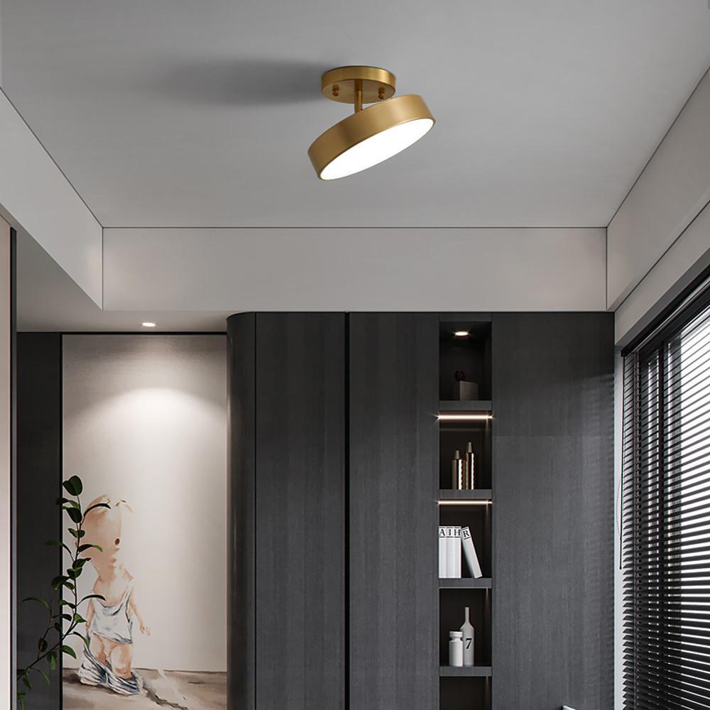 Circular Adjustable LED Flush-Mount Ceiling Light — Electroplated Copper, Acrylic Shade, 12/18W, 3000K/4500K/6500K