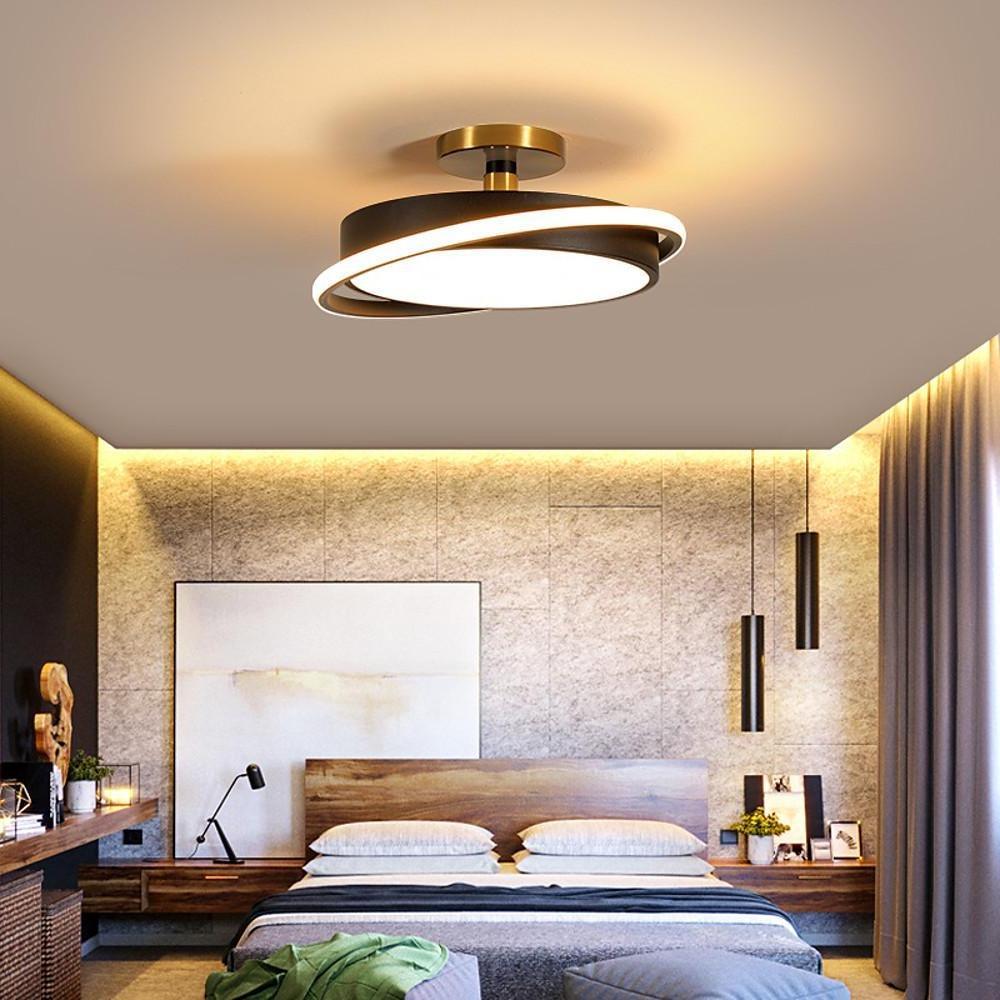 Modern Circular LED Flush-Mount Ceiling Light — Metal, 2-Light, 3000K / 6000K, 18" or 22"