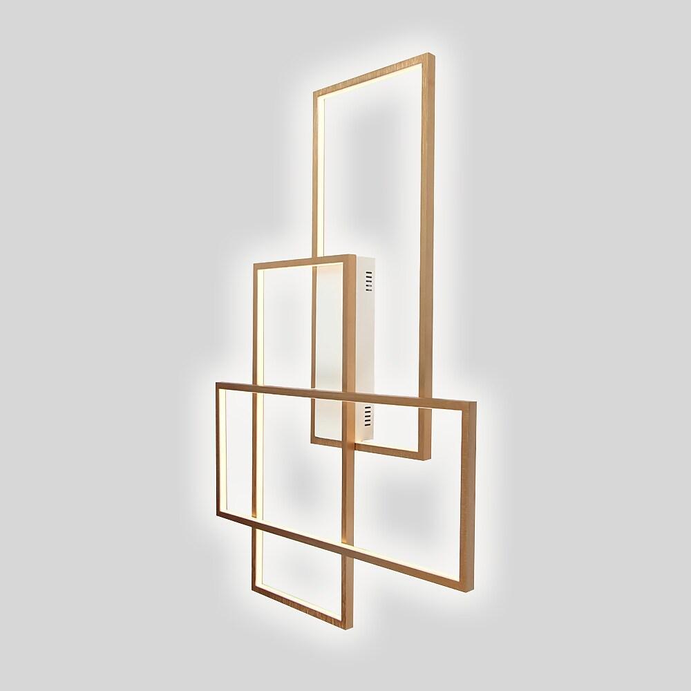 Overlapping Rectangles Geometric Flush-Mount Ceiling Light — Aluminum, 90W LED, Dimmable with Remote, 40" × 27"