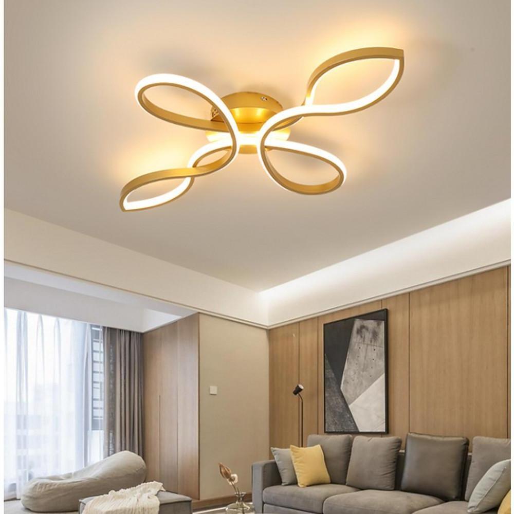 Wave Flower Flush-Mount LED Ceiling Light — Metal & Silicone, 27" Diameter, 38W, Dimmable 3000K–6000K with Remote