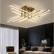Linear Semi Flush-Mount Ceiling Light — Acrylic and Metal, 8- or 12-Light, 3-Step Dimming, Remote Control