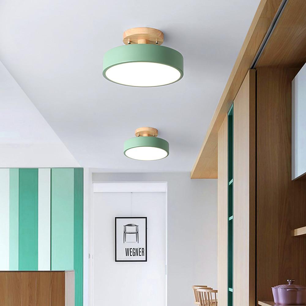 Round Modern Flush-Mount Ceiling Light — Metal, 12W LED, 3-Step Dimming, 9" Diameter
