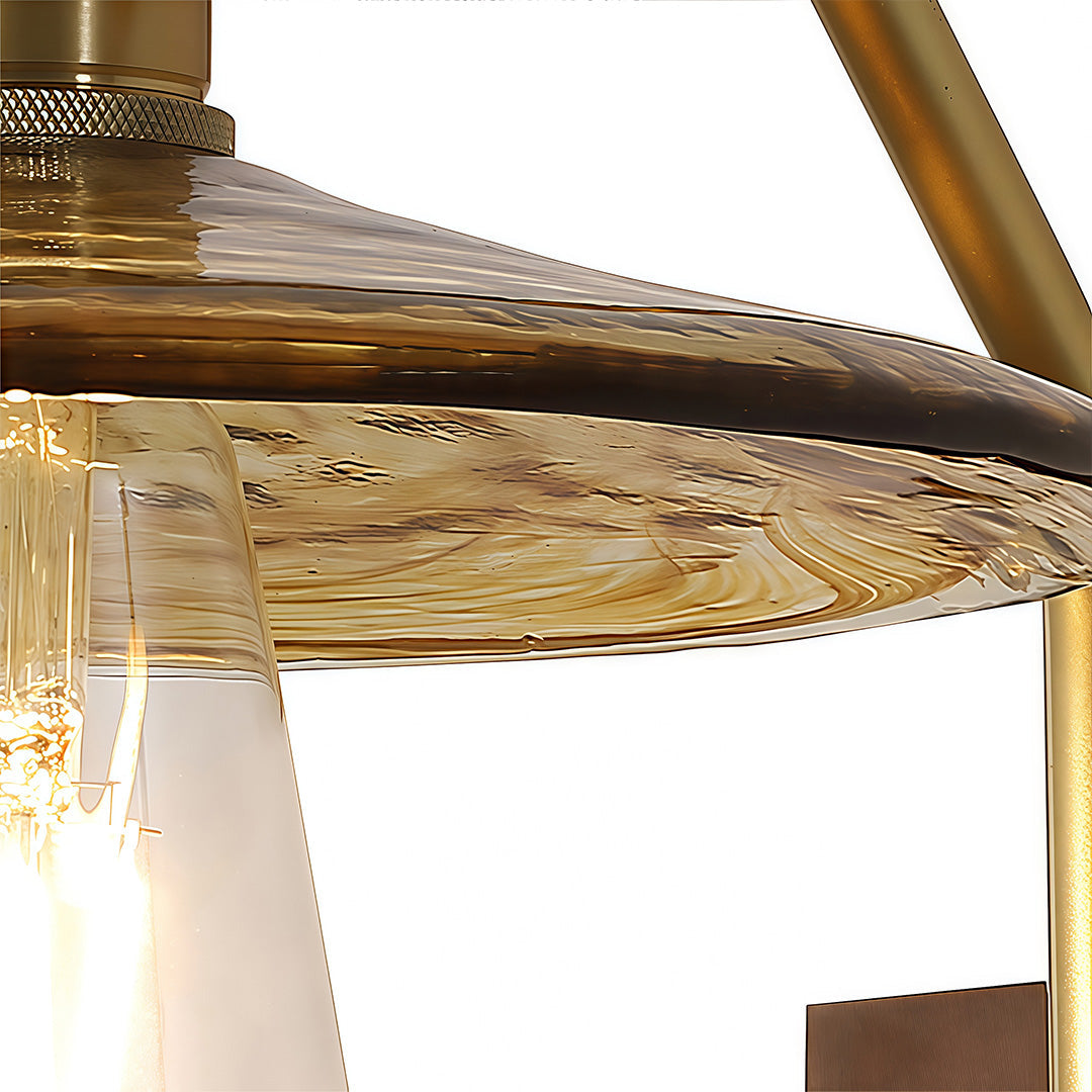 Retro Wave Glass Wall Sconce — Iron and Rubberwood, E27 LED, 3-Step Dimming (3000K/4500K/6000K), 3 Design Styles