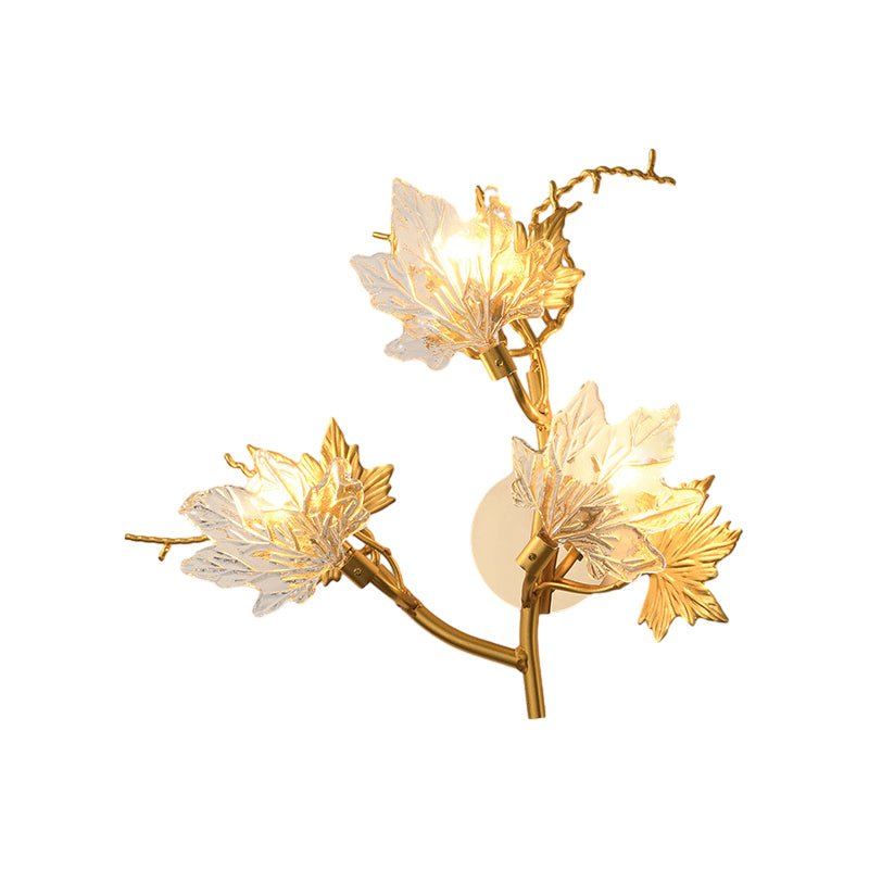 Maple Leaf Diffused Wall Sconce — Gold Aluminum and Glass, Three-Step Dimming, G9, 20.9" × 18.9"