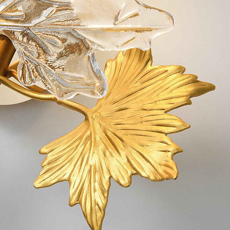 Maple Leaf Diffused Wall Sconce — Gold Aluminum and Glass, Three-Step Dimming, G9, 20.9" × 18.9"