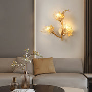 Maple Leaf Diffused Wall Sconce — Gold Aluminum and Glass, Three-Step Dimming, G9, 20.9" × 18.9"