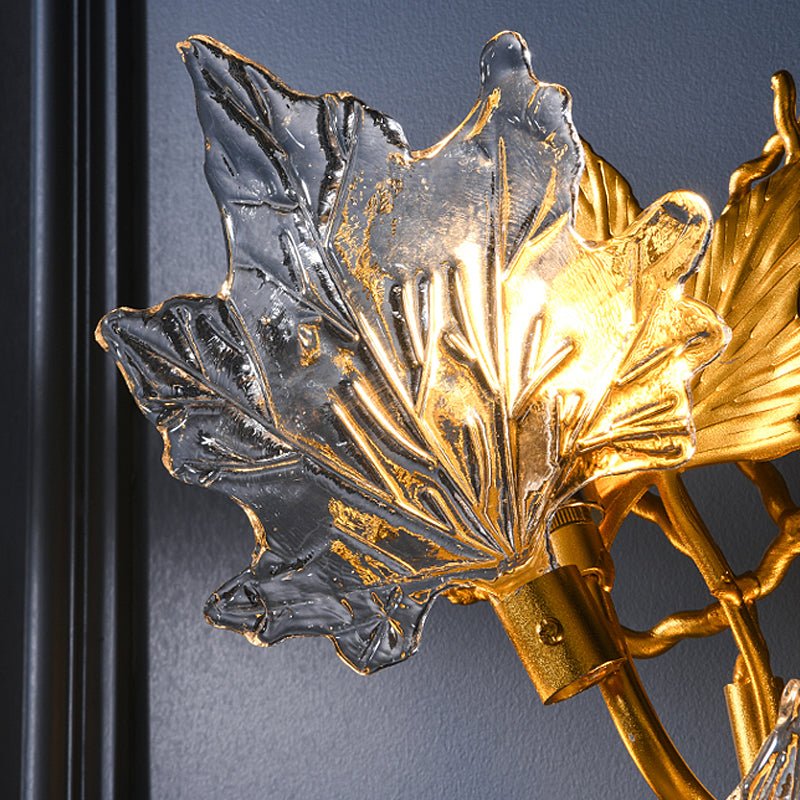 Maple Leaf Diffused Wall Sconce — Gold Aluminum and Glass, Three-Step Dimming, G9, 20.9" × 18.9"
