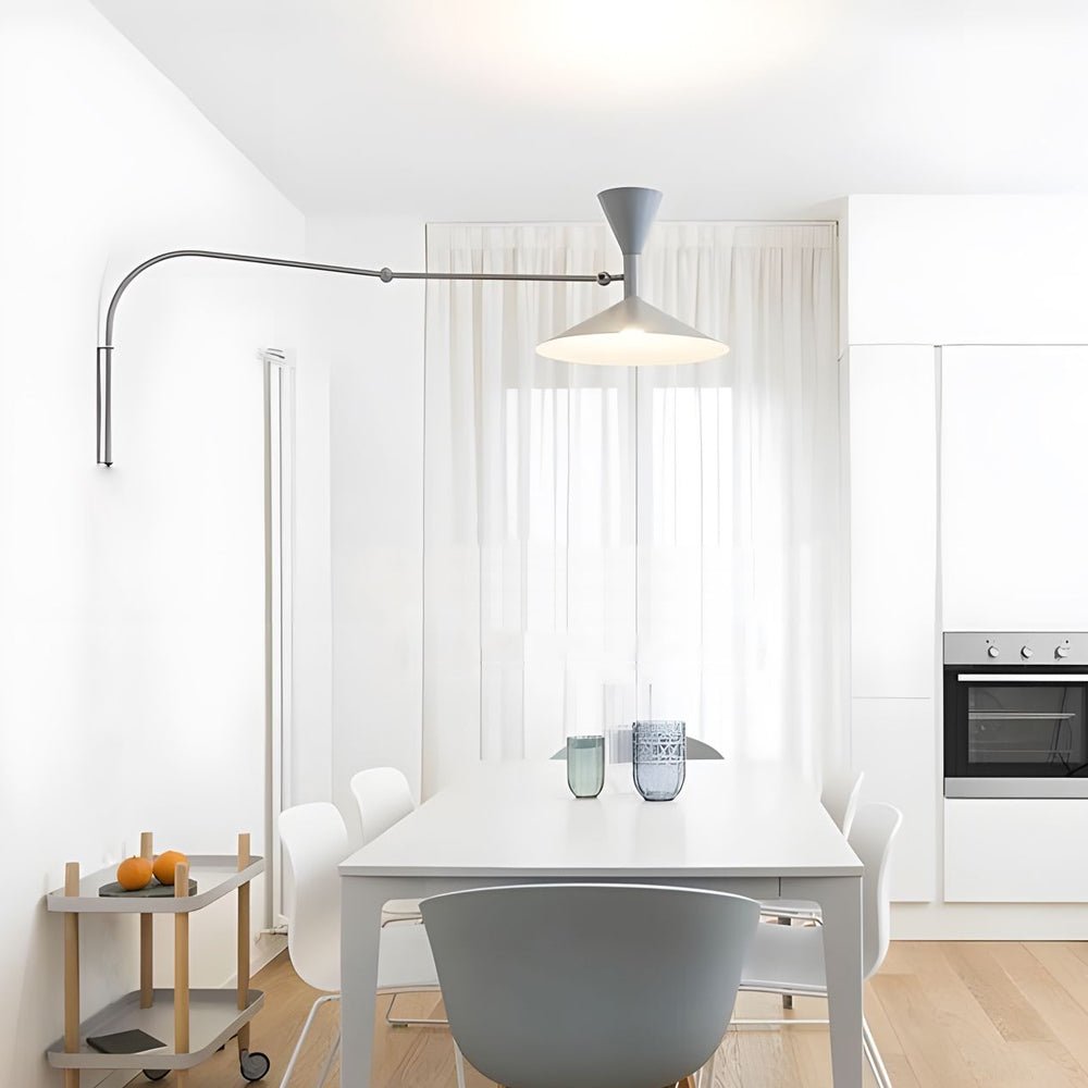 marseille swing arm wall lamp adjustable long metal arm trumpet sconce