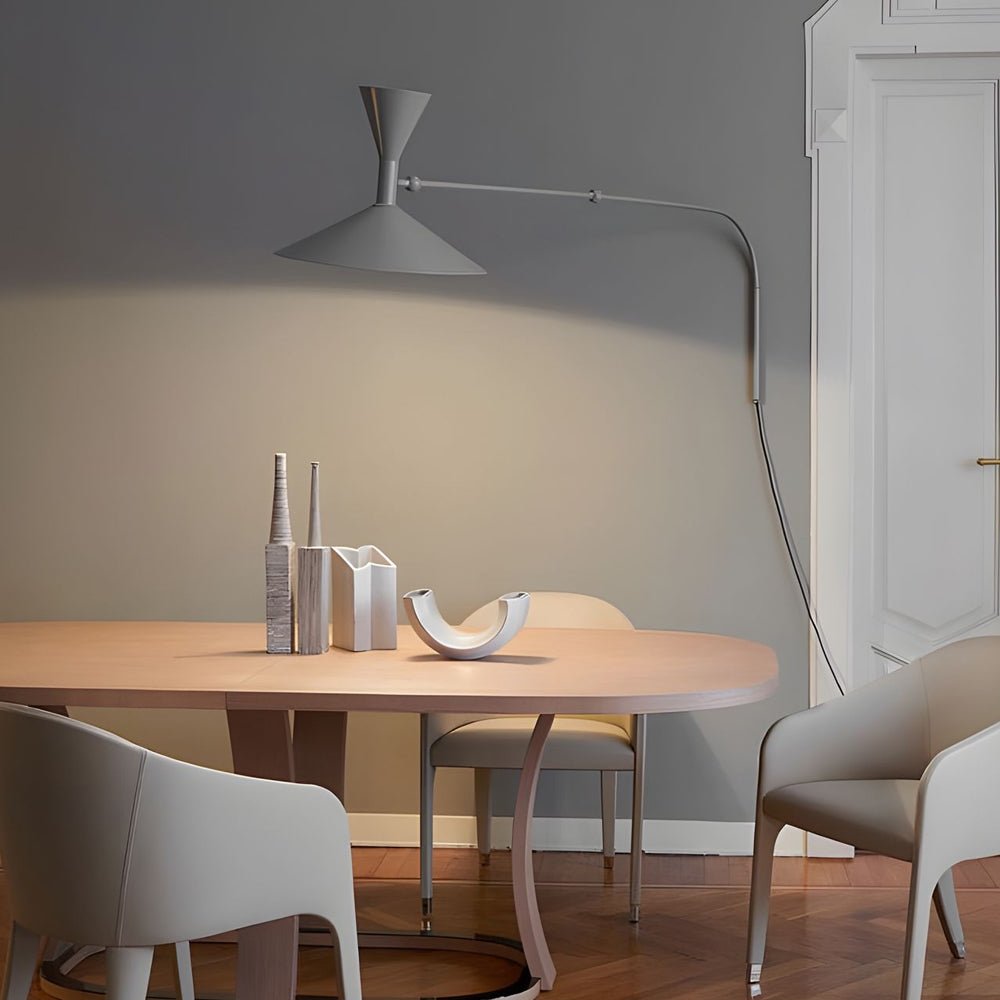 marseille swing arm wall lamp adjustable long metal arm trumpet sconce