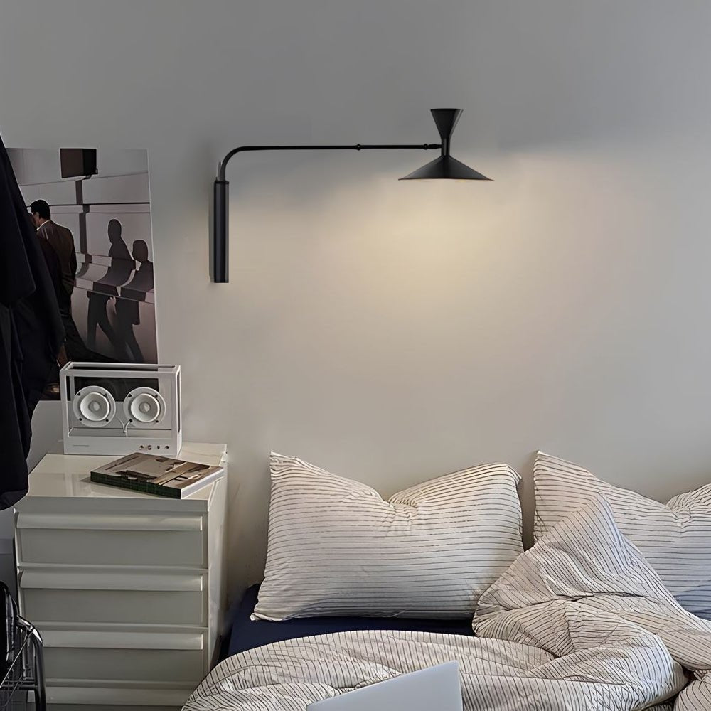 marseille swing arm wall lamp adjustable long metal arm trumpet sconce