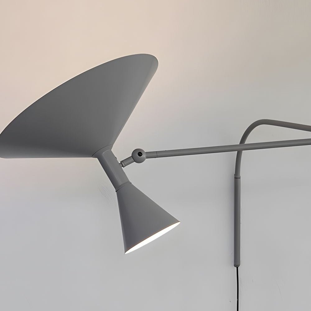 marseille swing arm wall lamp adjustable long metal arm trumpet sconce
