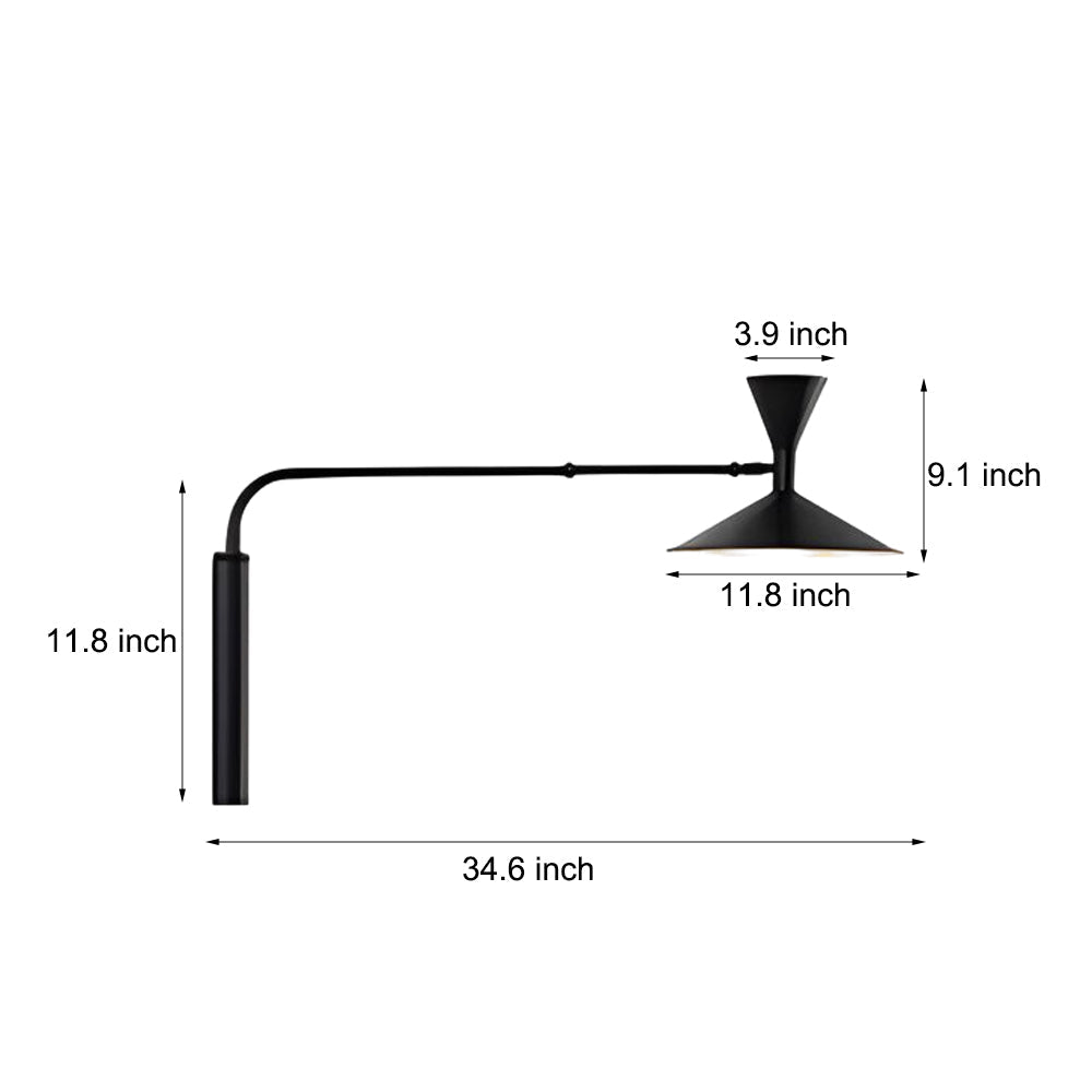 marseille swing arm wall lamp adjustable long metal arm trumpet sconce