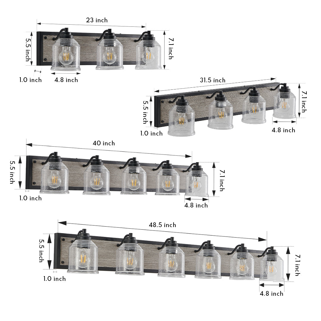 Geometric Linear Multi-Light Vanity Sconce — Iron, Matte Black or White, 3/4/5/6-Light, E26, Hardwired