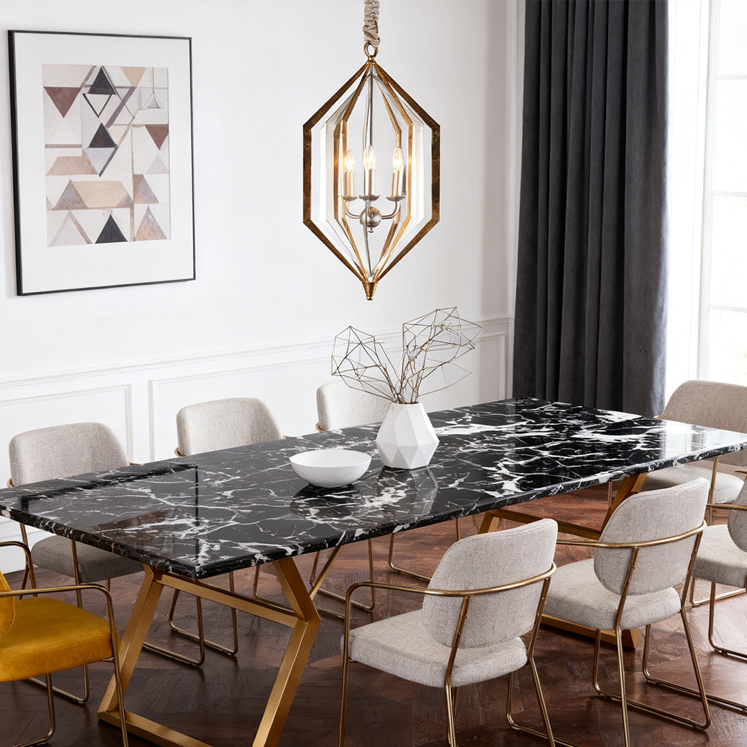 Rustic Open-Frame Pendant Light — Brown Metal, White Acrylic Shade, E12, Adjustable Chain