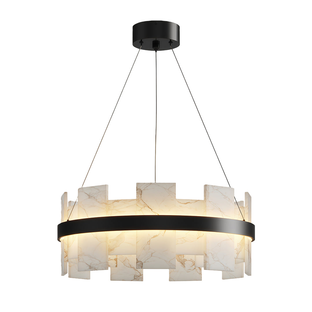 Cloud Stone Modern Chandelier — Solid Brass, 3000K/4000K/6000K, 47.2" Chain, Brass / Nickel / Black