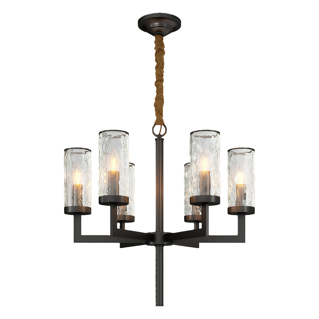 Minimalist Cluster Island Chandelier — Transparent Glass, Full Copper Frame, E14, 6/8/10/15-Light