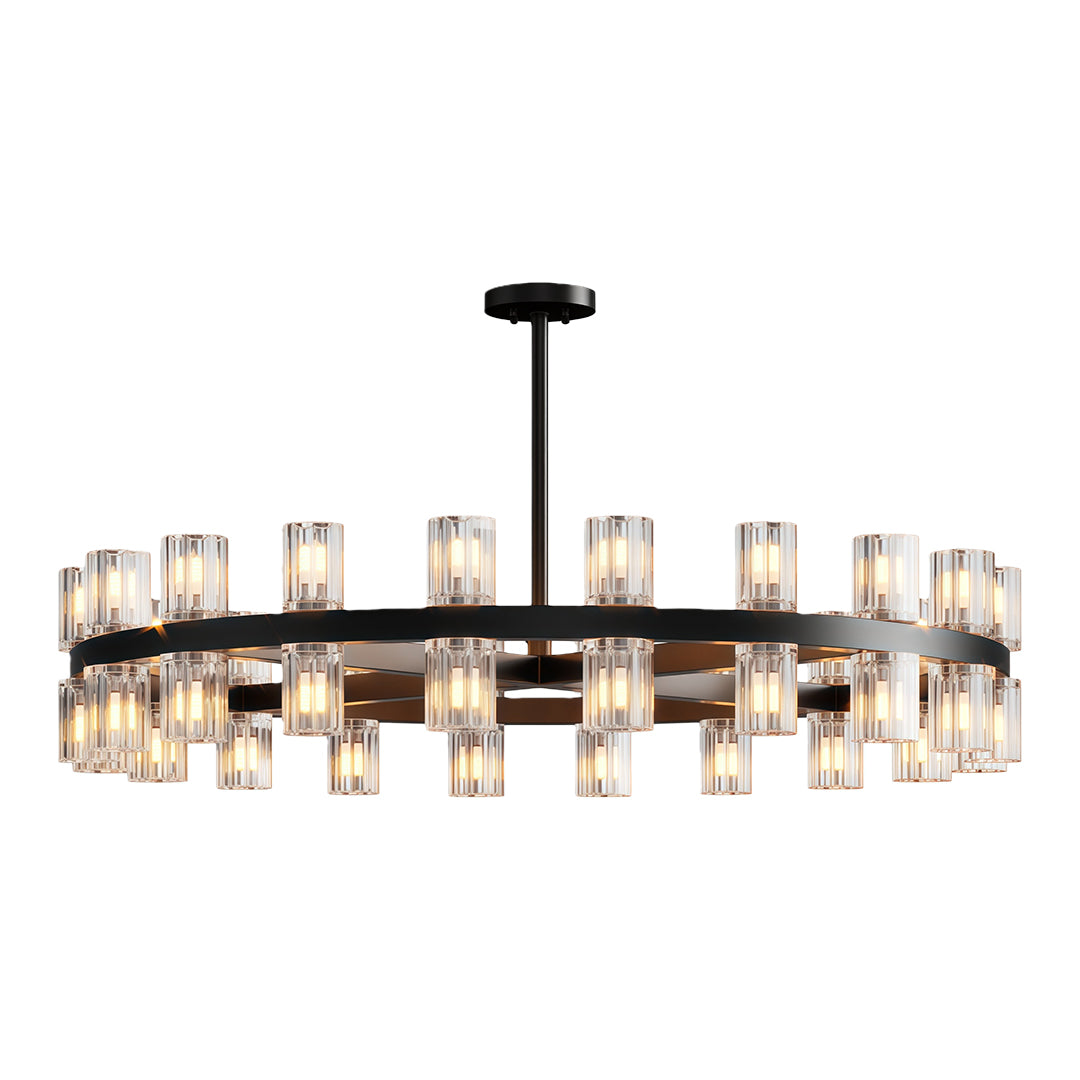 Multi-Tier Crystal Chandelier — Solid Copper Frame, 24- to 48-Light, G4, Black / Chrome / Copper Finish