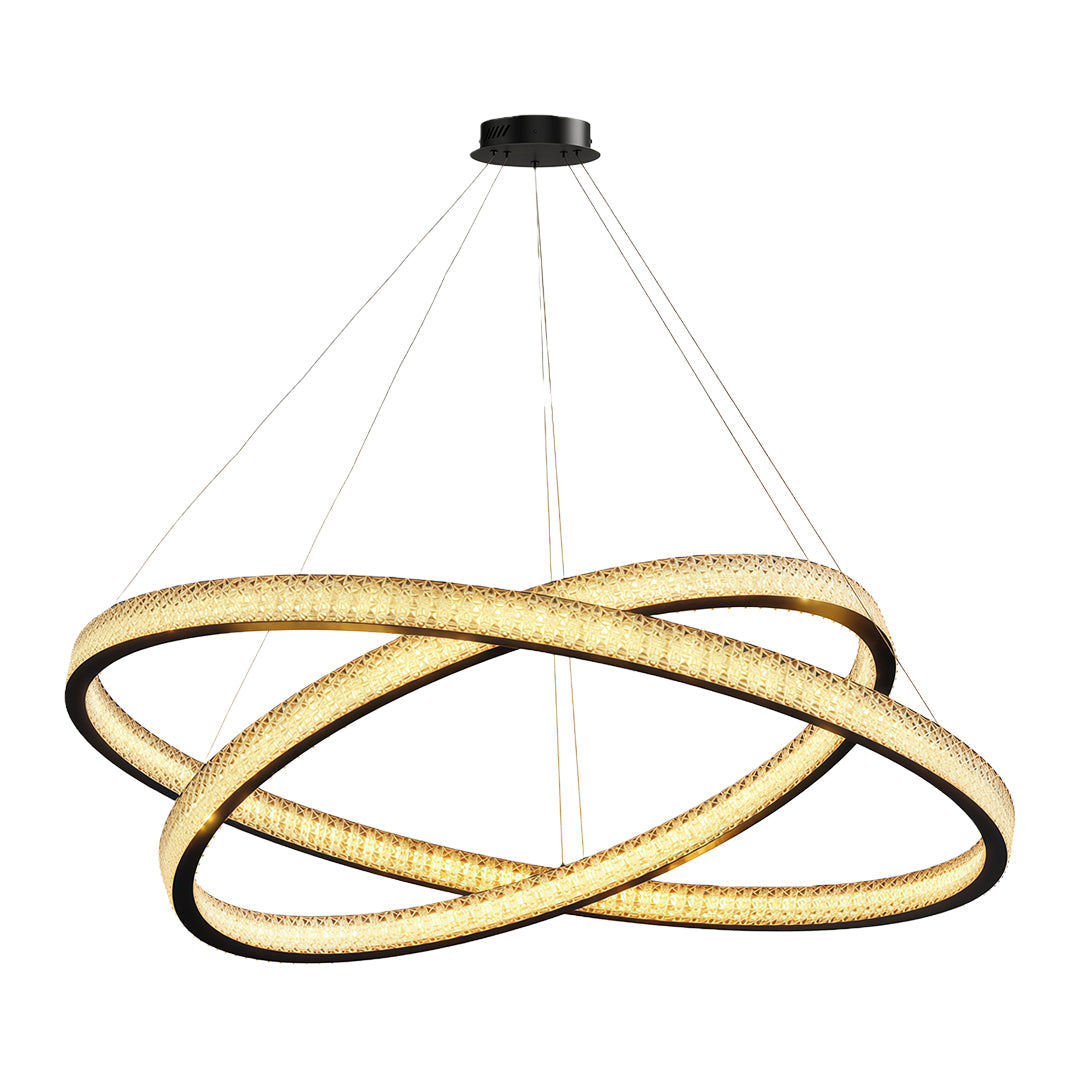 Circular Ring Chandelier — Full Copper, Dimmable LED, 50W–220W, Multiple Sizes