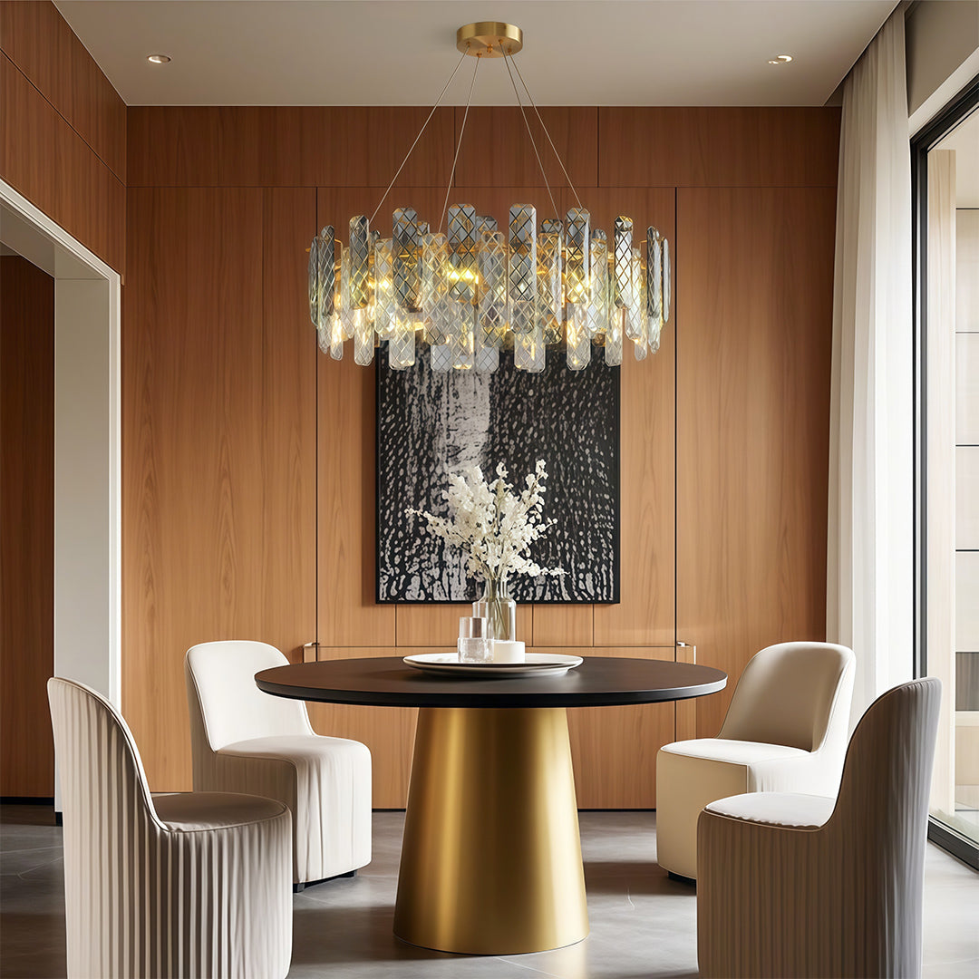 Contemporary Crystal Chandelier — Copper / Chrome / Black, Cut Crystal, Eye-Protecting, 47.2" Adjustable Chain