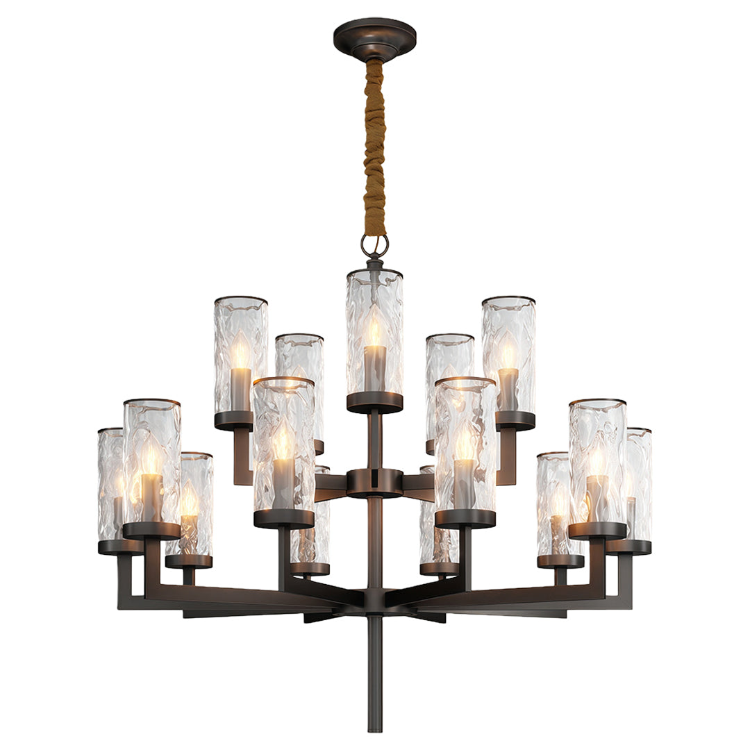 Minimalist Cluster Island Chandelier — Transparent Glass, Full Copper Frame, E14, 6/8/10/15-Light