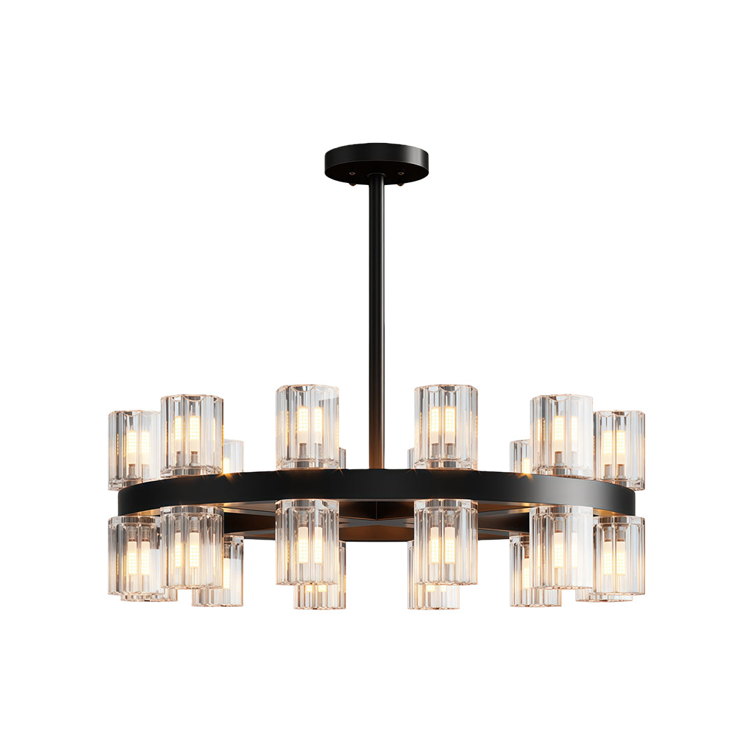 Multi-Tier Crystal Chandelier — Solid Copper Frame, 24- to 48-Light, G4, Black / Chrome / Copper Finish