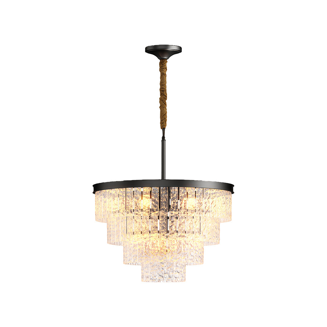 Minimalist Full-Copper Chandelier — Transparent Glass, E14, Round or Linear, Modern Geometric