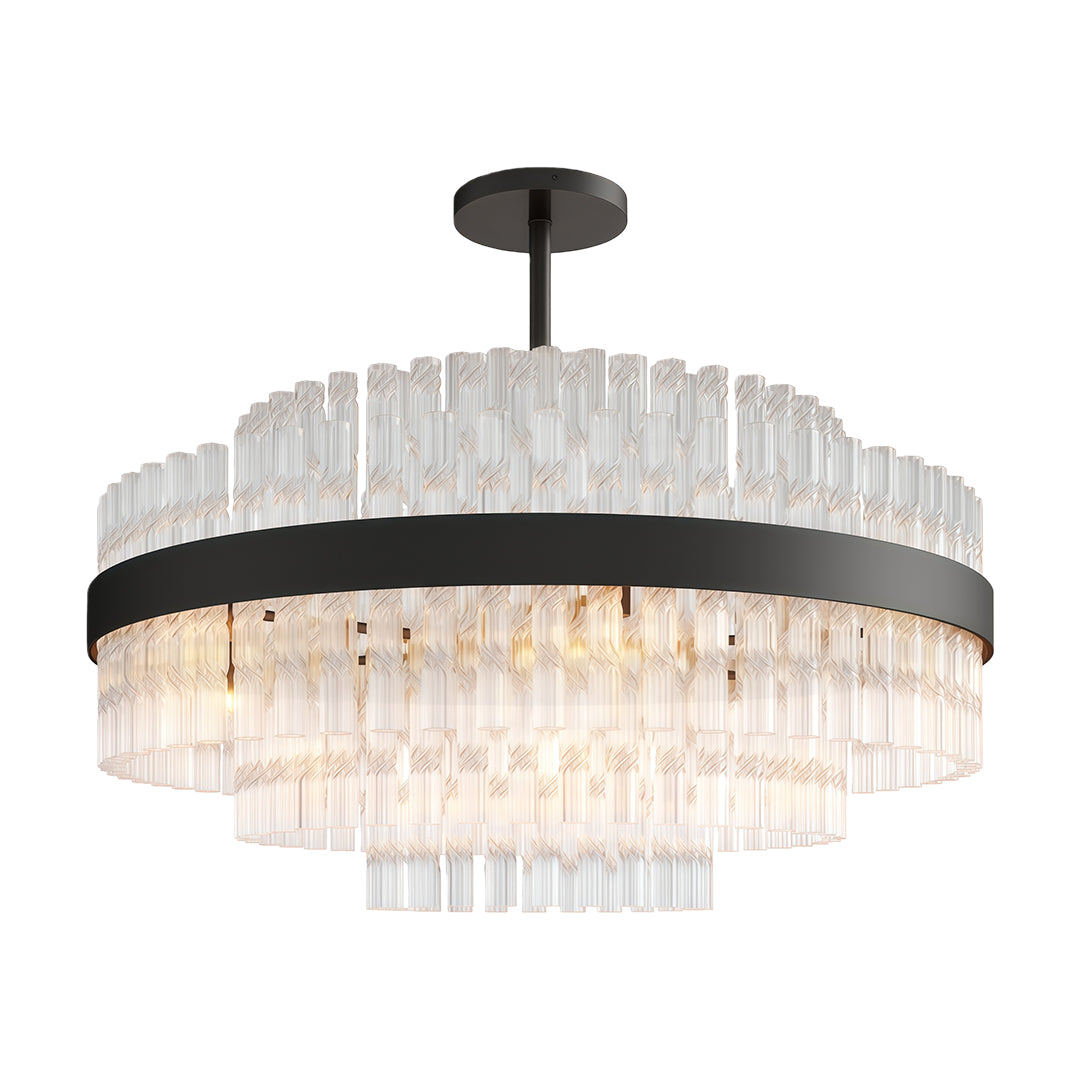 Industrial Modern Chandelier — Solid Brass, Transparent Glass, G9, Multiple Sizes
