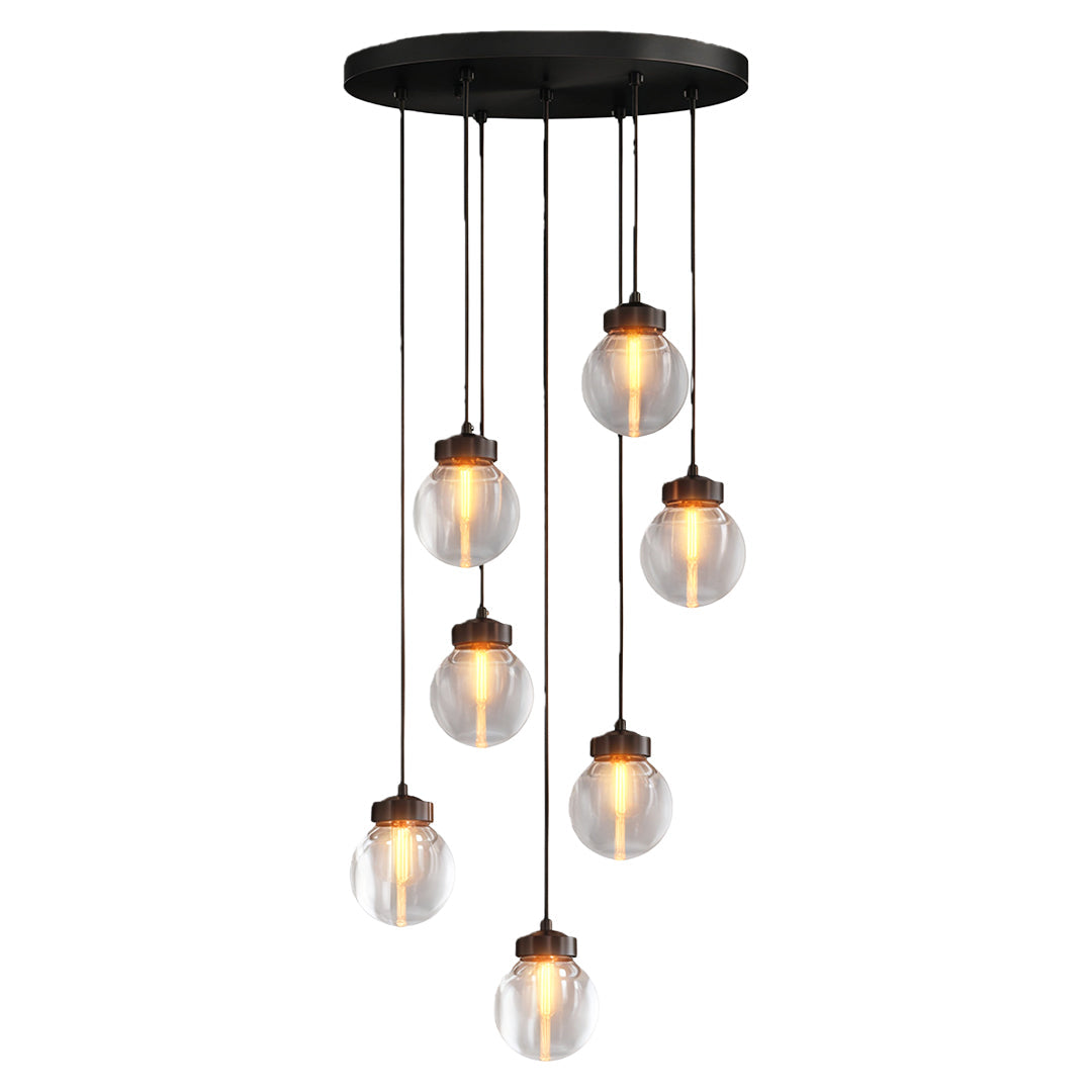 Contemporary Copper Chandelier — Solid Brass Frame, Clear Glass Shades, G9, 1- to 19-Light, Black / Chrome / Copper Finish