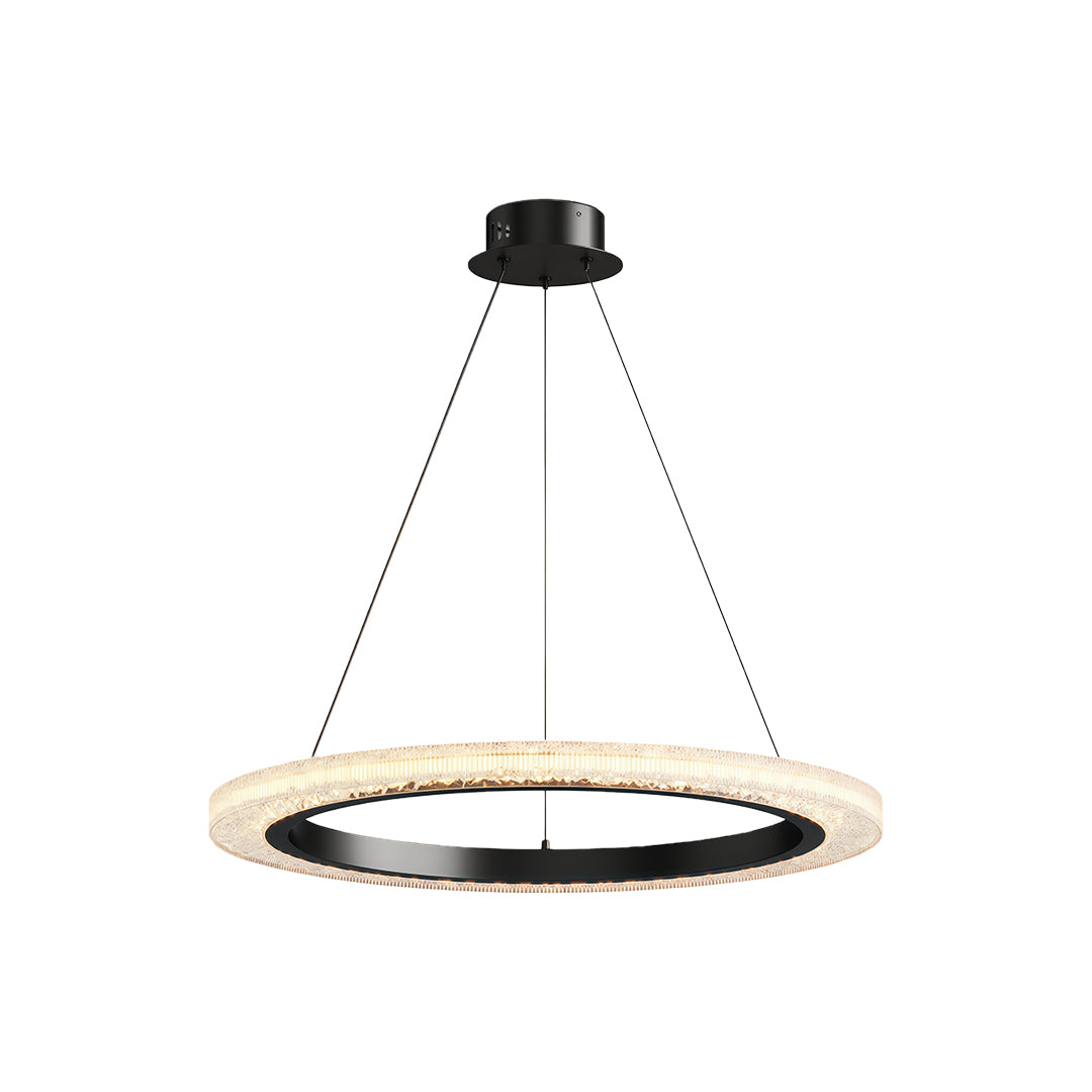 Round Ring Chandelier — Aluminum & Acrylic, 23.6"–31.5", Single/Double/Triple, Three-Color Dimming, Copper/Nickel/Black