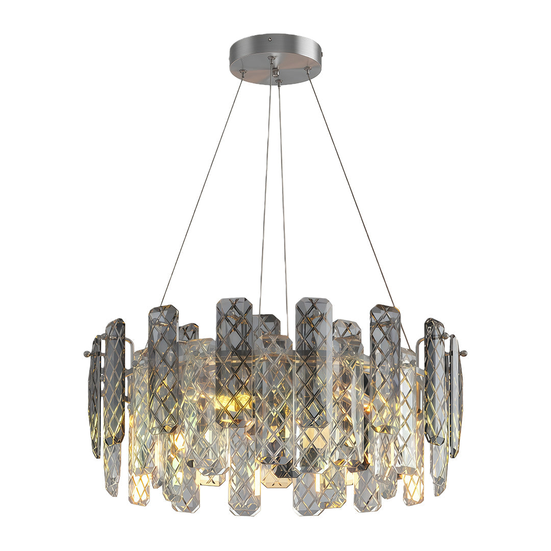 Contemporary Crystal Chandelier — Copper / Chrome / Black, Cut Crystal, Eye-Protecting, 47.2" Adjustable Chain