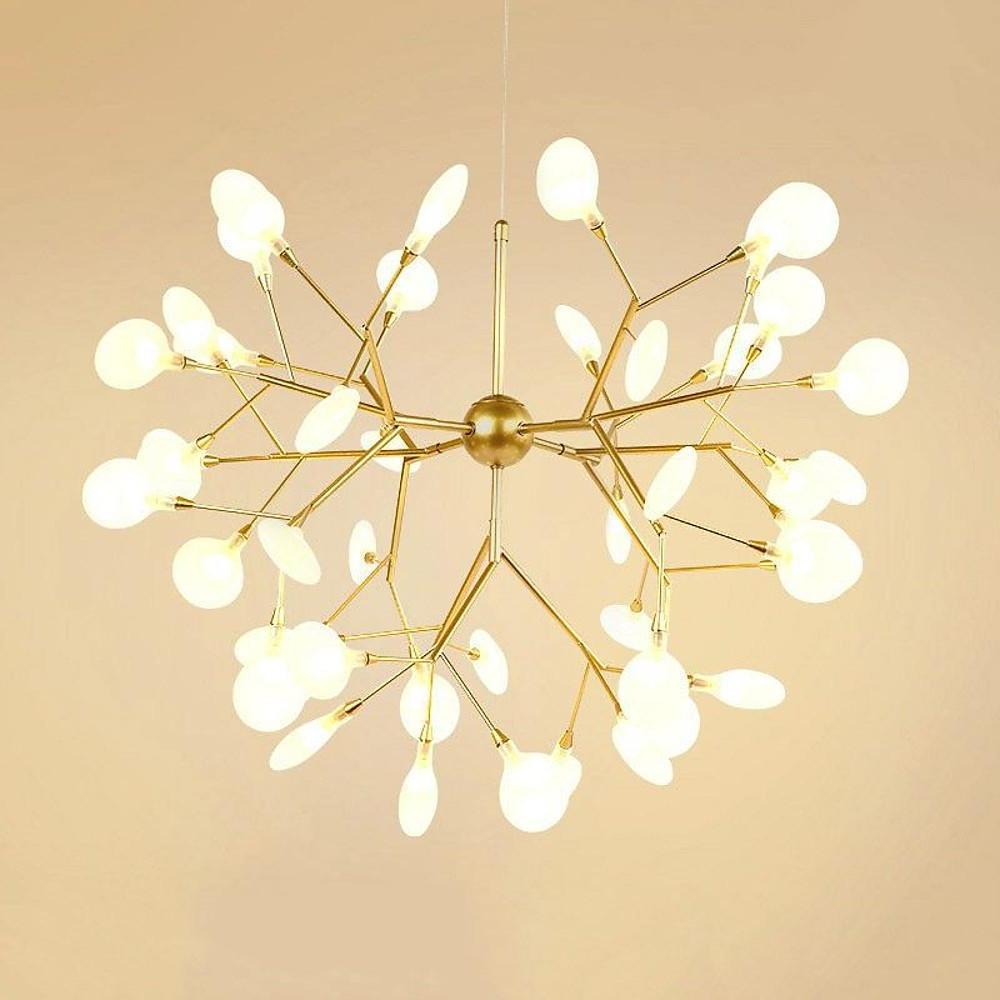 Sputnik Chandelier — Copper and Glass, 45-Light LED, 36" Diameter, Brass Finish