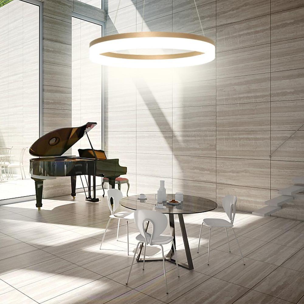 Flat Circular Modern Chandelier — Aluminum & Acrylic, Integrated LED, Dimmable with Remote, 24" or 31", 3000K / 4500K