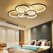 Multi-Ring Flush-Mount Ceiling Light — Metal and Acrylic, Dimmable LED, 3000K–6000K, 31" Wide