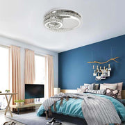 Overlapping Circles Crystal Flush-Mount Ceiling Light — Stainless Steel, LED, 20" Diameter