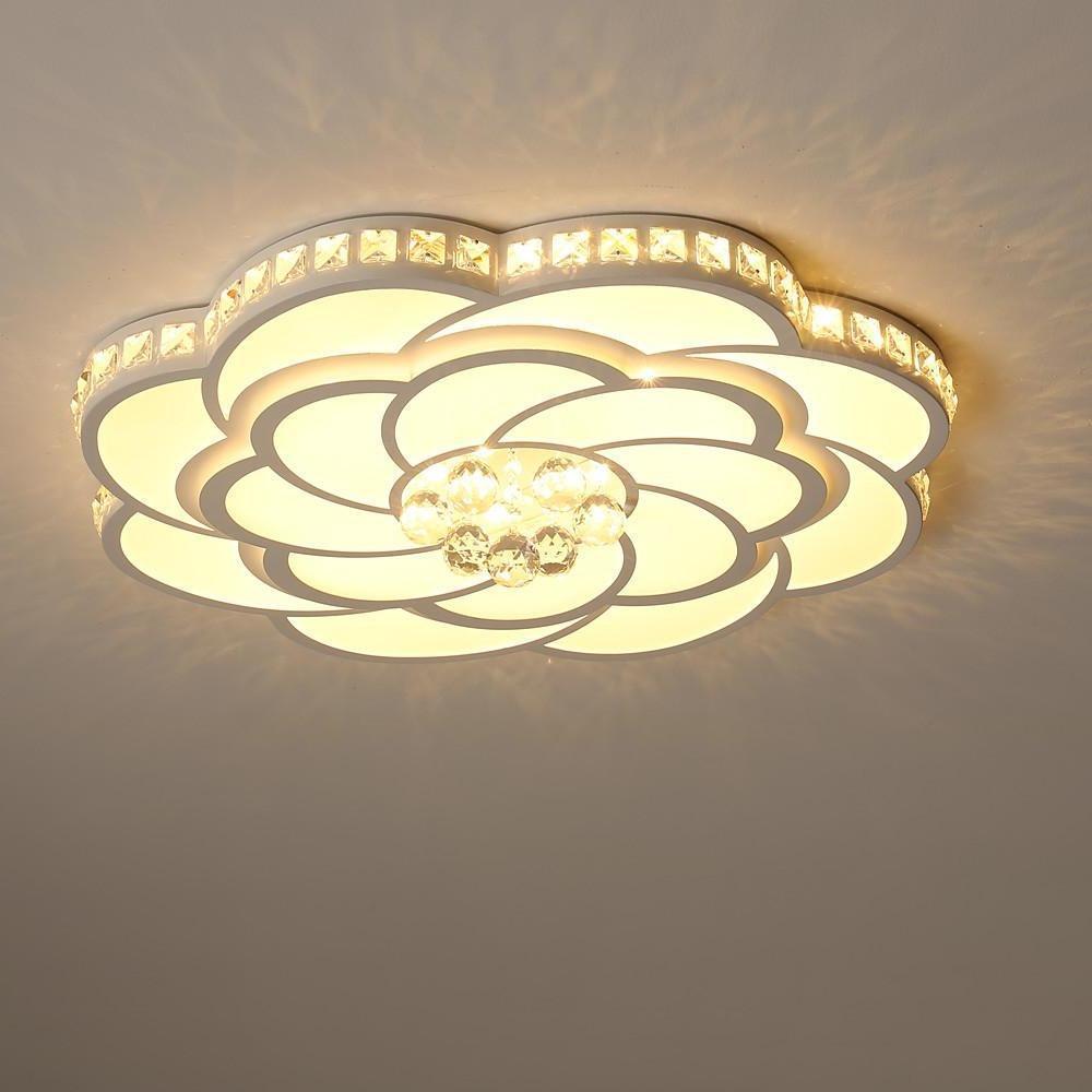 Flower Swirl Flush-Mount Ceiling Light — Metal & Acrylic, 27", LED, Dimmable with Remote, 3000K / 6000K