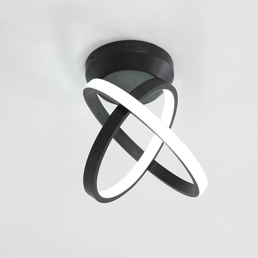 Interlaced Circles LED Flush-Mount Ceiling Light — Black Metal, 2-Light, 7.5W, 10" Diameter