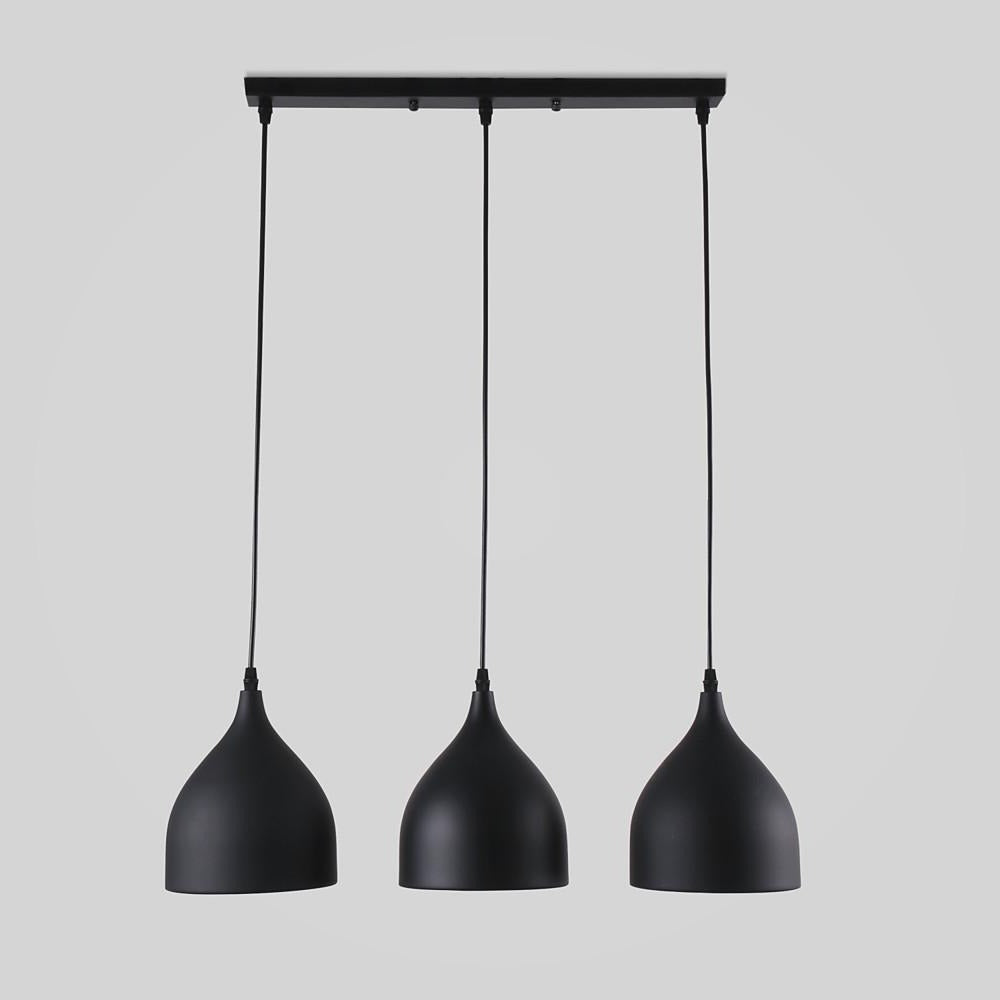Modern Industrial 3-Light Pendant Chandelier — Metal, E26/E27, 60W Max, 47" Adjustable Cord