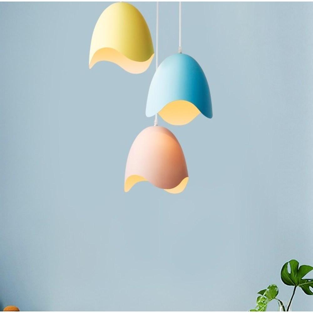 Half Eggshell 3-Light Pendant — Metal, Modern Industrial, Colorful (Yellow, Red, Blue)