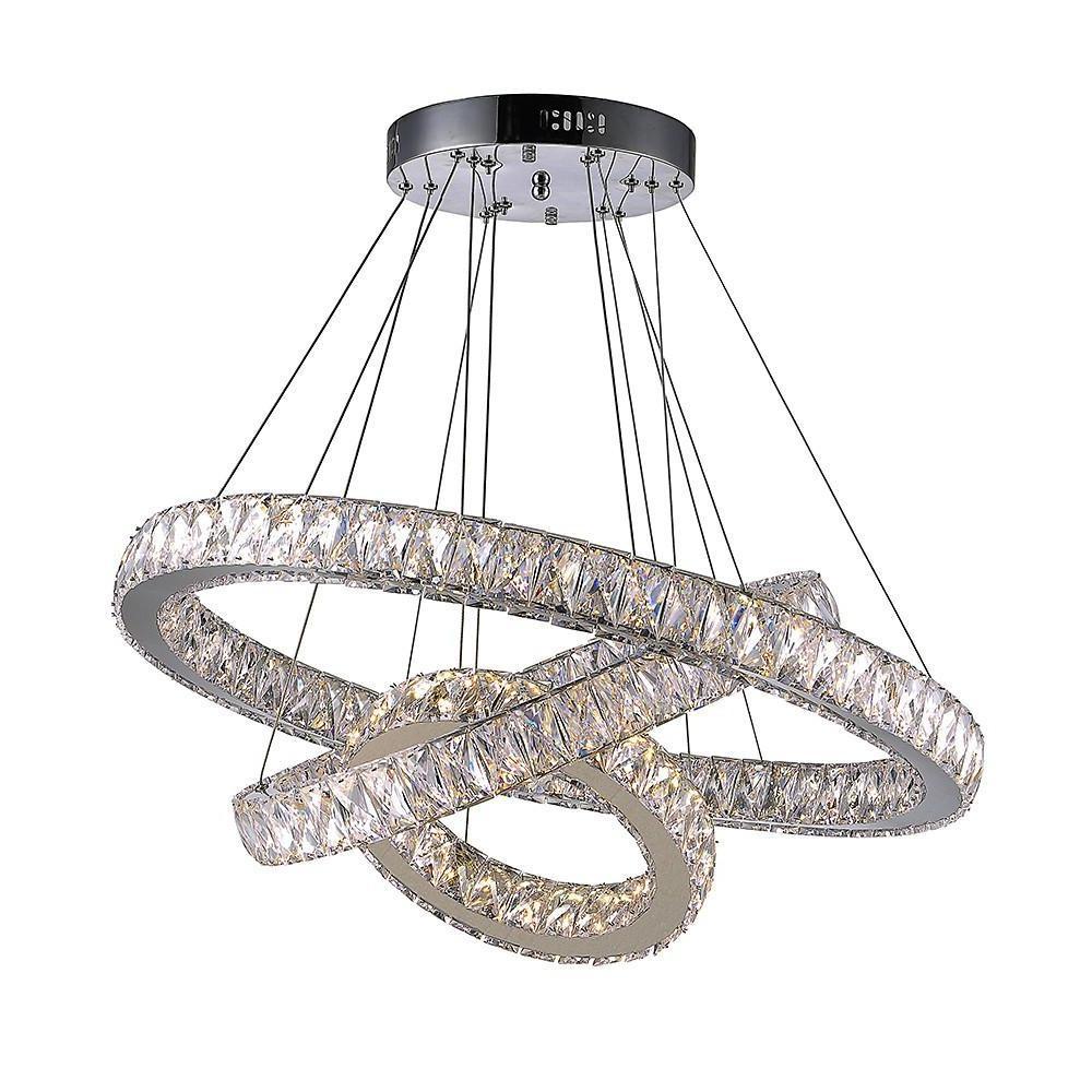 Interwoven Circle Crystal Chandelier — Metal and Crystal, 1-Light LED, 67.5W, 3000K–6000K, 47" Adjustable Cord, Foyer