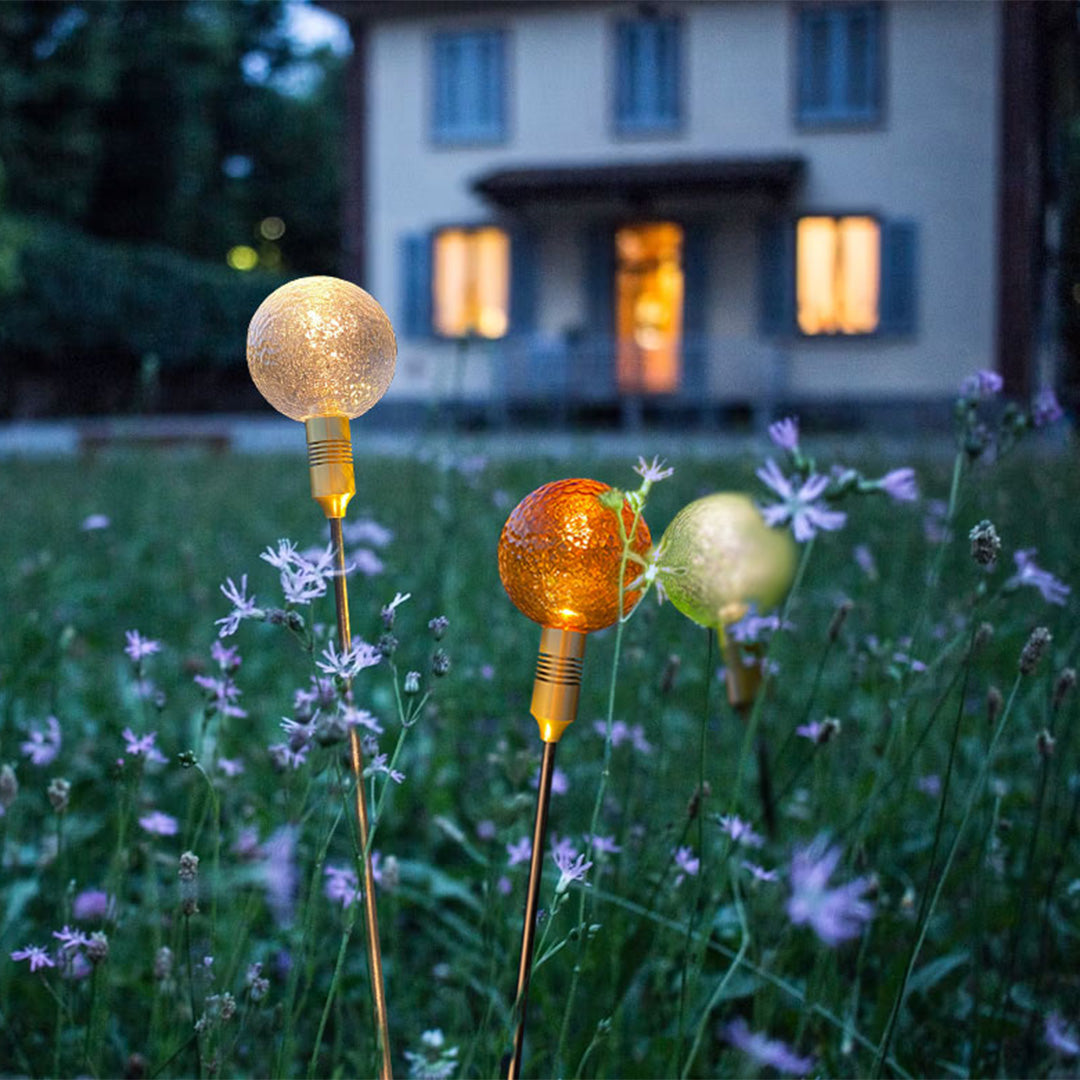 Reed-Shaped Glass Sphere Path Light — Aluminum, LED, IP65, 28"–55.5" Heights, Brown / Green / Clear