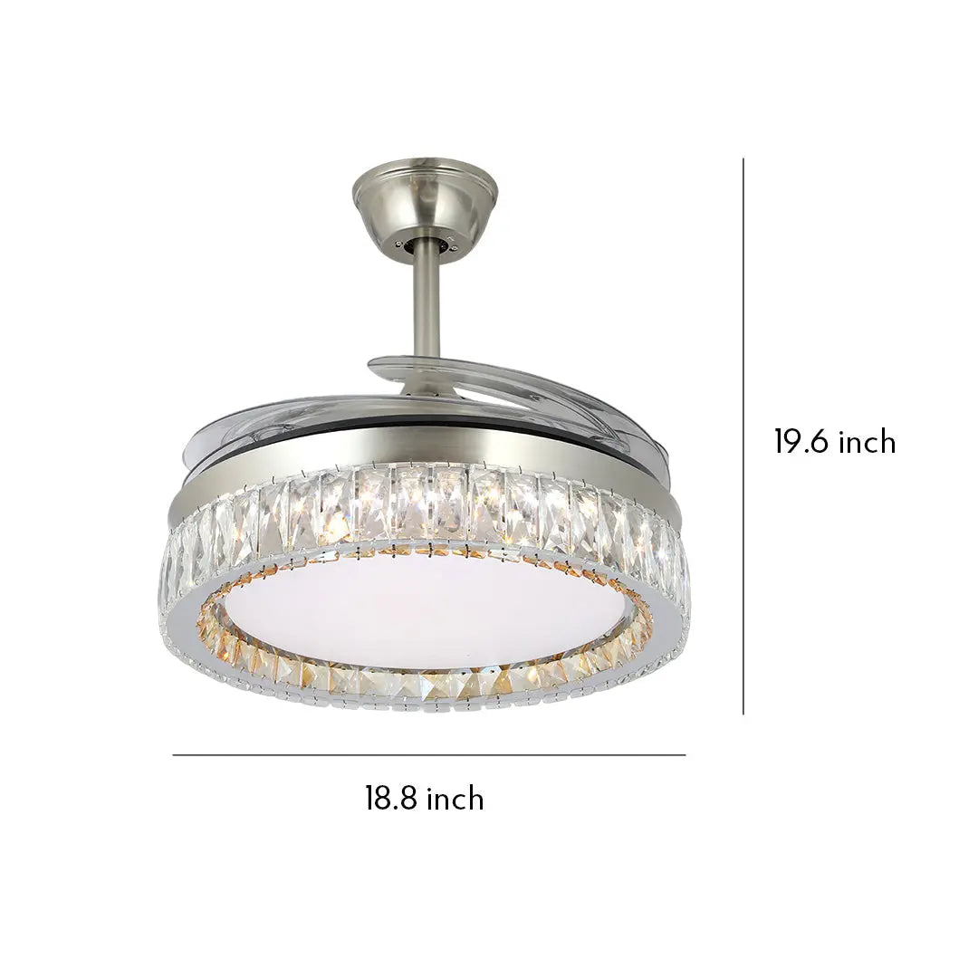 Luxury Nickel Crystal Ceiling Fan with Remote-Controlled Light Luxe