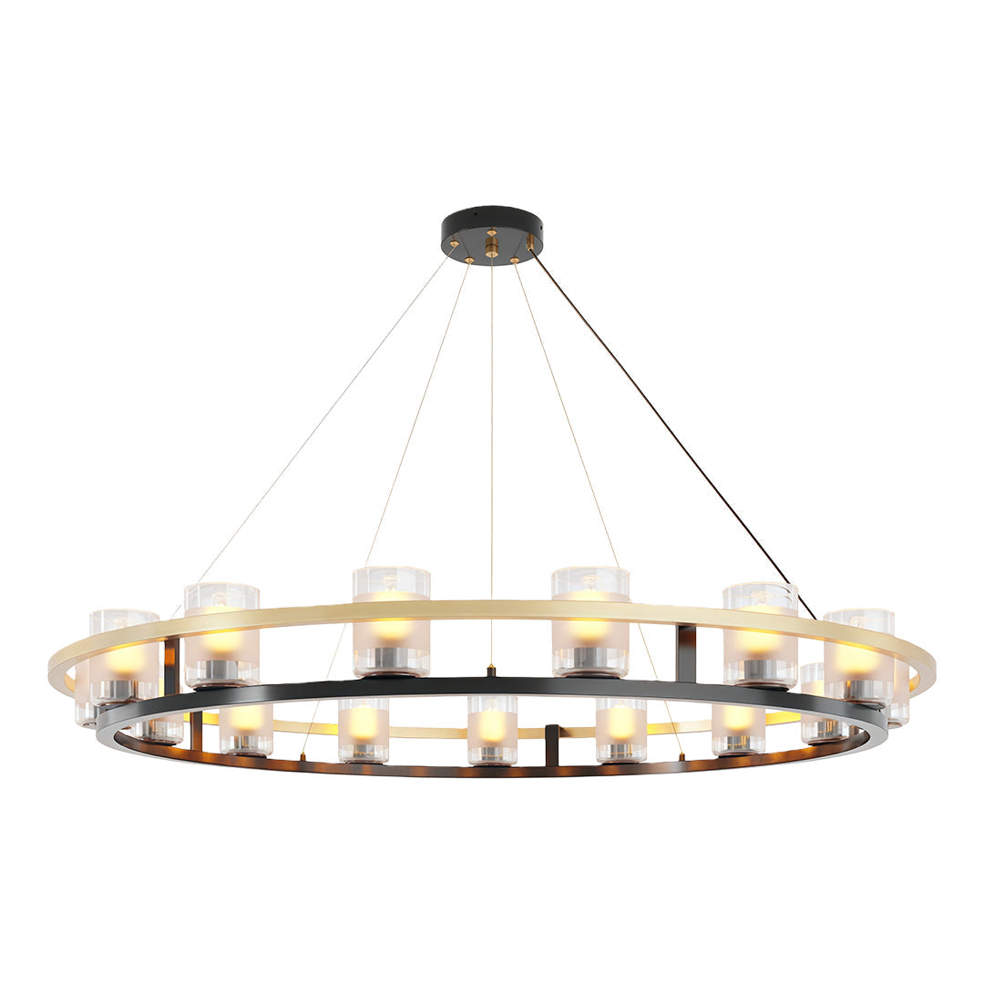 Modern Copper Chandelier — Full Copper Frame, Transparent Glass Shades, G9, 8/12/15-Light