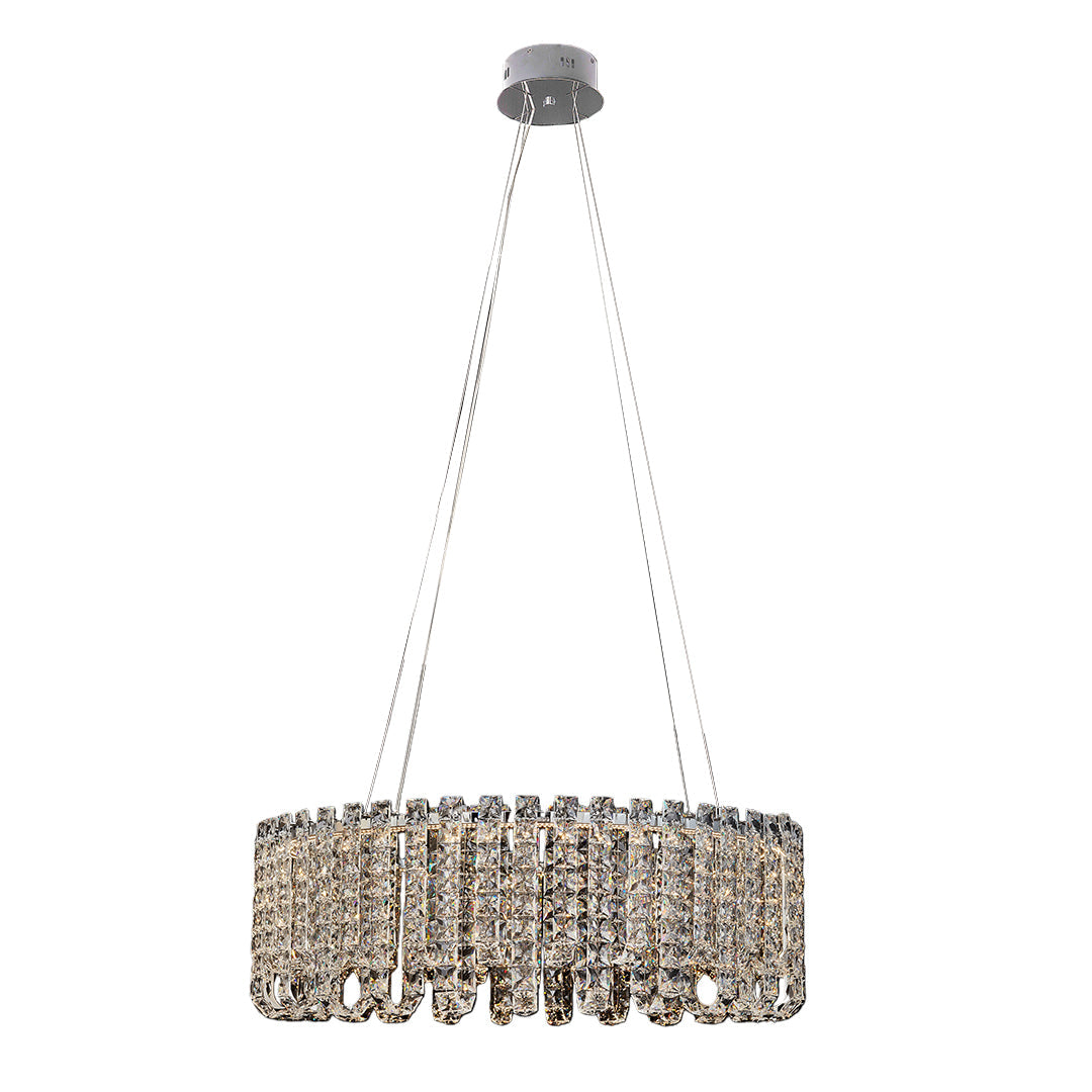 Modern Minimalist Crystal Chandelier — Chrome Stainless Steel, Three-Color Dimming, Adjustable Height, 5 Sizes